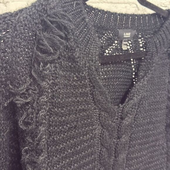 LINE Black Cable Knit Sweater - Fringed - Size XS - BRAND NEW Sweater - Picture 2 of 5